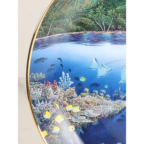 Underwater Paradise Chez Paul Dolphin Year 1991 Porcelain 8" Plate Wall Decor - Picture 7 of 14